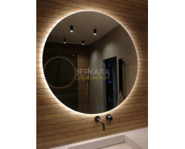 Круглое зеркало с парящей подсветкой для ванной комнаты Мун 130 см