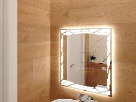 Зеркало в ванную комнату с подсветкой светодиодной лентой Ночетта